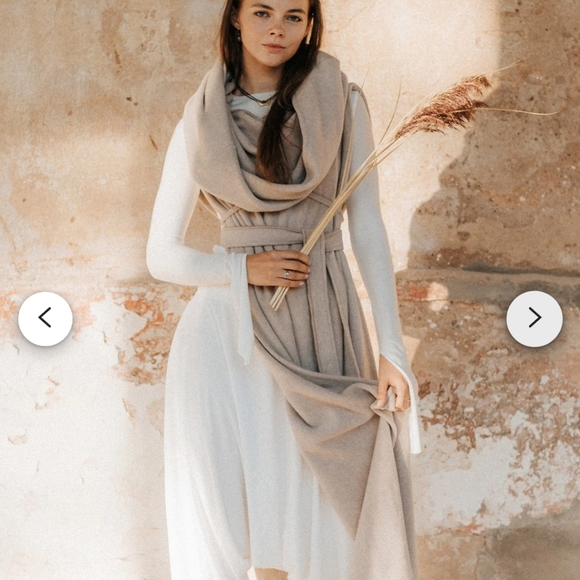 Kosmossart Organic Cotton Hood Kaftan Shawl Cloak ~ Shamanic Cover Up Cape - Picture 7 of 8